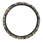 Yellow Black And Grey Digital Camo Print Car Steering Wheel Cover
