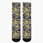 Yellow Black And Grey Digital Camo Print Crew Socks