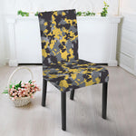 Yellow Black And Grey Digital Camo Print Dining Chair Slipcover