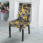 Yellow Black And Grey Digital Camo Print Dining Chair Slipcover