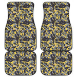 Yellow Black And Grey Digital Camo Print Front and Back Car Floor Mats