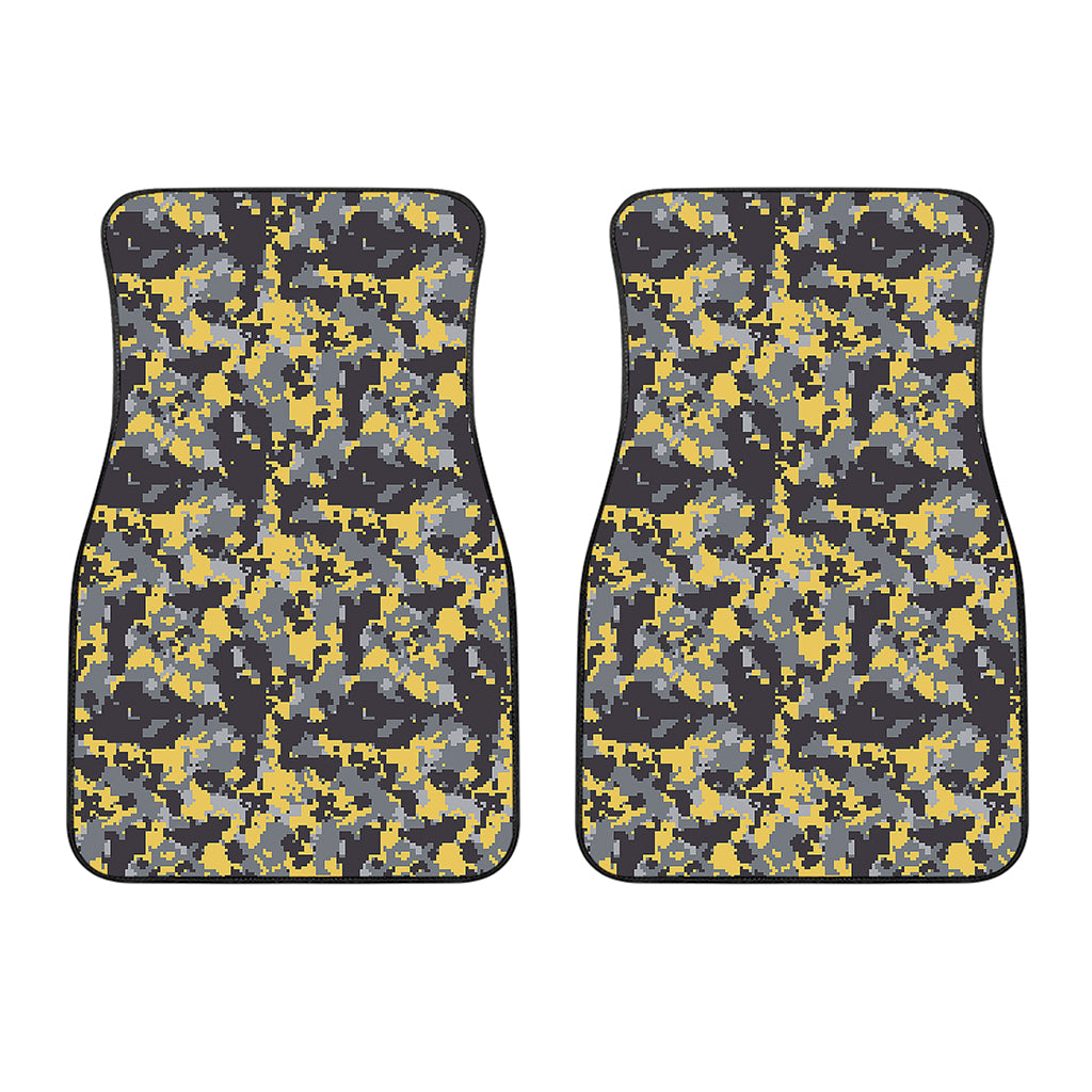 Yellow Black And Grey Digital Camo Print Front Car Floor Mats