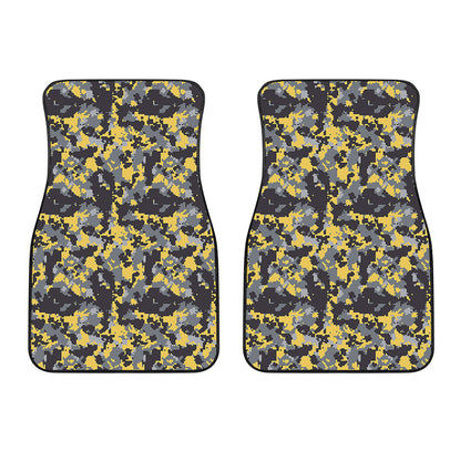 Yellow Black And Grey Digital Camo Print Front Car Floor Mats