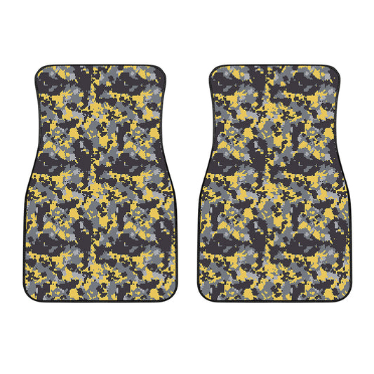 Yellow Black And Grey Digital Camo Print Front Car Floor Mats