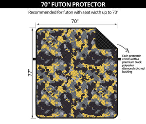 Yellow Black And Grey Digital Camo Print Futon Protector