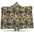 Yellow Black And Grey Digital Camo Print Hooded Blanket