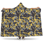 Yellow Black And Grey Digital Camo Print Hooded Blanket