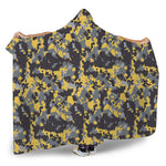 Yellow Black And Grey Digital Camo Print Hooded Blanket