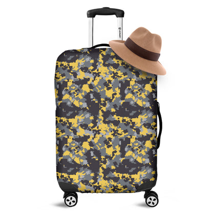 Yellow Black And Grey Digital Camo Print Luggage Cover