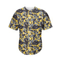 Yellow Black And Grey Digital Camo Print Men's Baseball Jersey