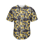 Yellow Black And Grey Digital Camo Print Men's Baseball Jersey