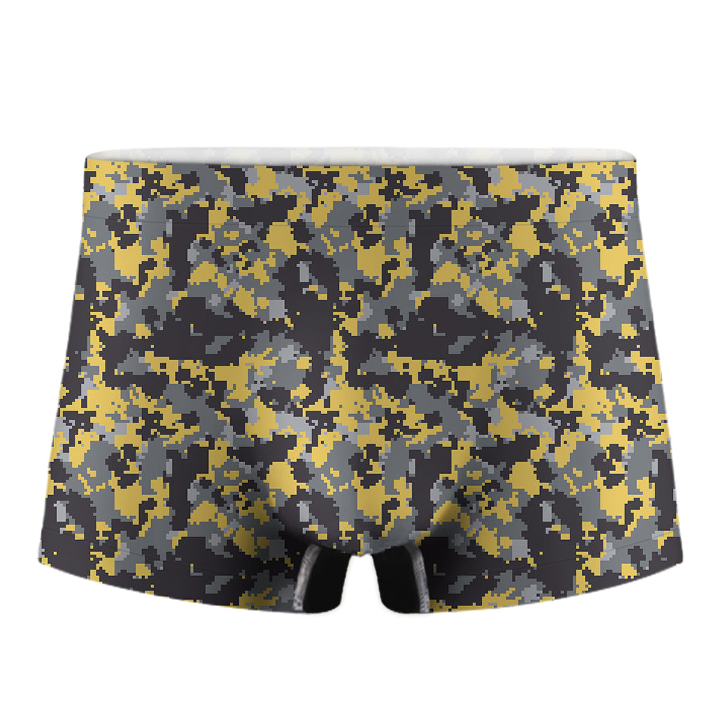 Yellow Black And Grey Digital Camo Print Men's Boxer Briefs