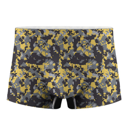 Yellow Black And Grey Digital Camo Print Men's Boxer Briefs