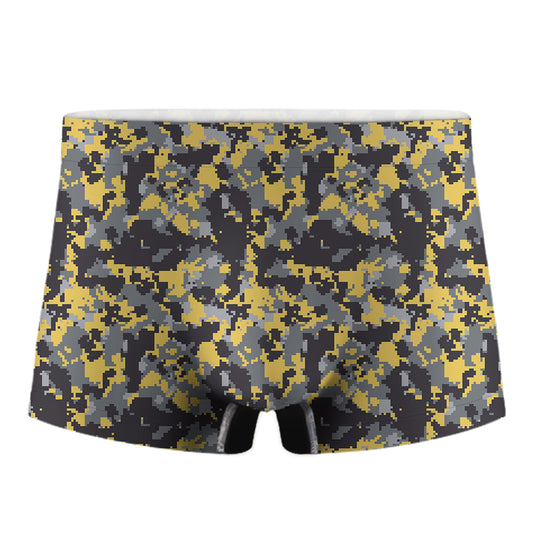 Yellow Black And Grey Digital Camo Print Men's Boxer Briefs