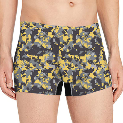 Yellow Black And Grey Digital Camo Print Men's Boxer Briefs