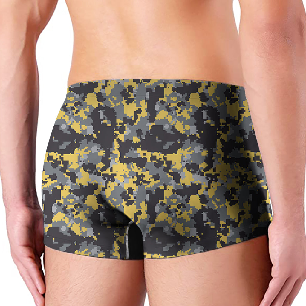 Yellow Black And Grey Digital Camo Print Men's Boxer Briefs