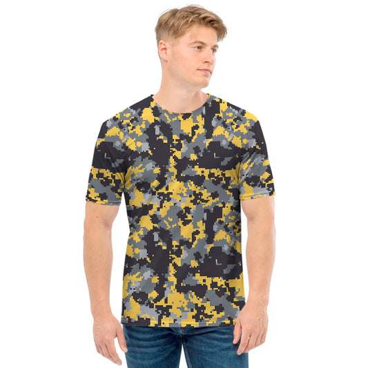Yellow Black And Grey Digital Camo Print Men's T-Shirt