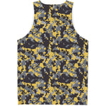 Yellow Black And Grey Digital Camo Print Men's Tank Top