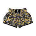 Yellow Black And Grey Digital Camo Print Muay Thai Boxing Shorts