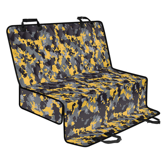 Yellow Black And Grey Digital Camo Print Pet Car Back Seat Cover