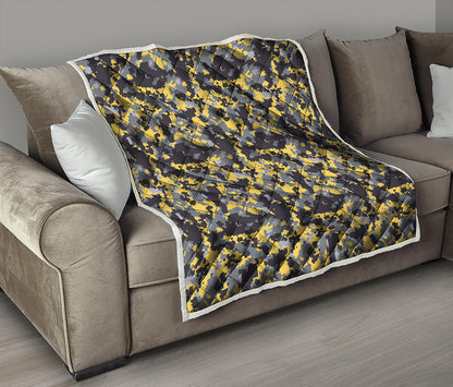 Yellow Black And Grey Digital Camo Print Quilt