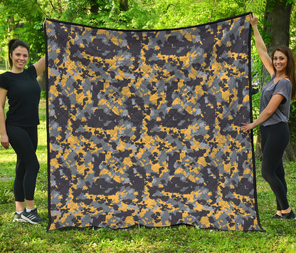 Yellow Black And Grey Digital Camo Print Quilt