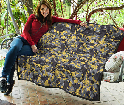 Yellow Black And Grey Digital Camo Print Quilt