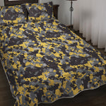 Yellow Black And Grey Digital Camo Print Quilt Bed Set