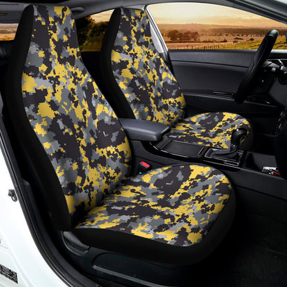 Yellow Black And Grey Digital Camo Print Universal Fit Car Seat Covers