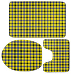 Yellow Black And Navy Plaid Print 3 Piece Bath Mat Set