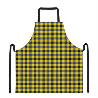 Yellow Black And Navy Plaid Print Apron