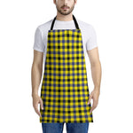 Yellow Black And Navy Plaid Print Apron