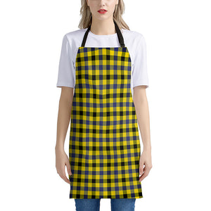 Yellow Black And Navy Plaid Print Apron