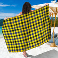 Yellow Black And Navy Plaid Print Beach Sarong Wrap