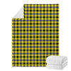 Yellow Black And Navy Plaid Print Blanket