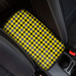 Yellow Black And Navy Plaid Print Car Center Console Cover