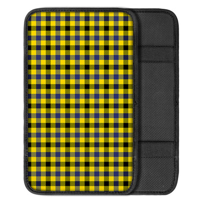 Yellow Black And Navy Plaid Print Car Center Console Cover