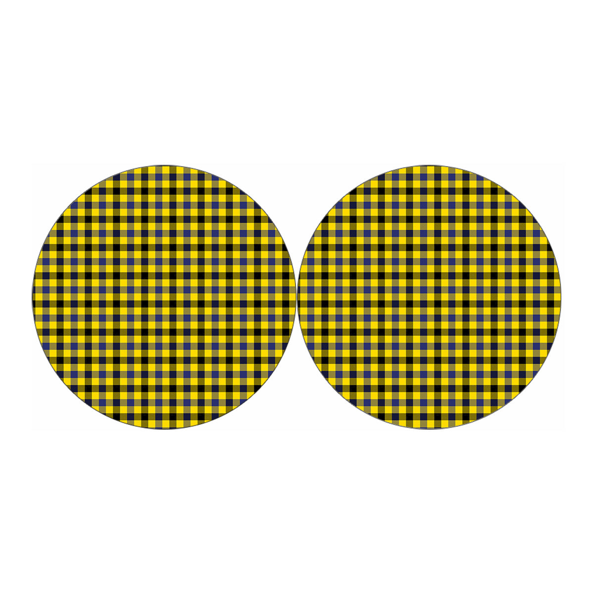 Yellow Black And Navy Plaid Print Car Coasters