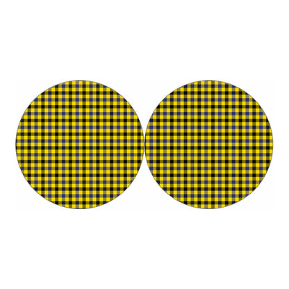 Yellow Black And Navy Plaid Print Car Coasters