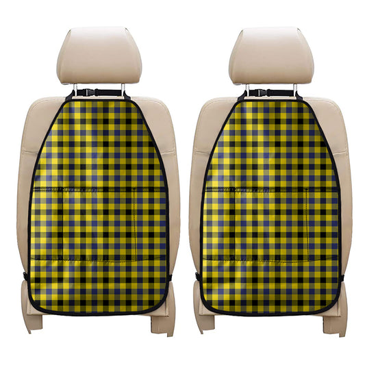 Yellow Black And Navy Plaid Print Car Seat Organizers