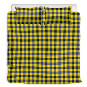 Yellow Black And Navy Plaid Print Duvet Cover Bedding Set