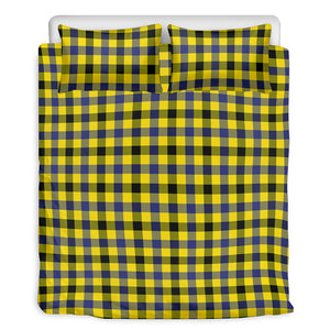 Yellow Black And Navy Plaid Print Duvet Cover Bedding Set