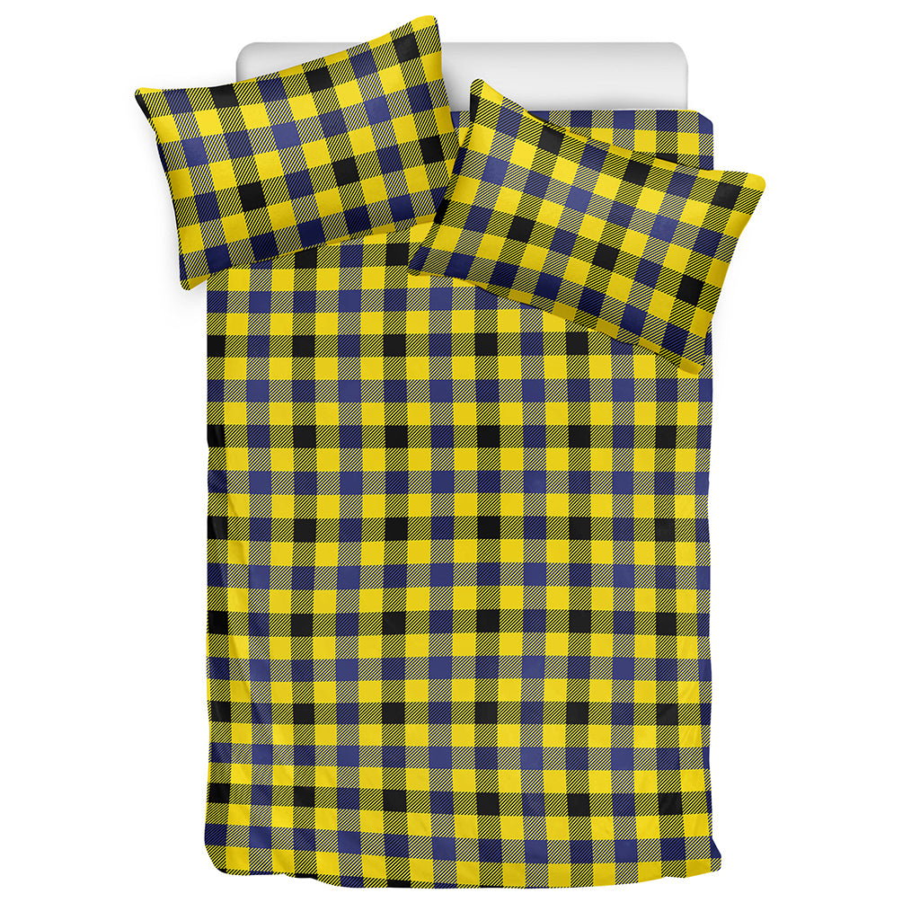 Yellow Black And Navy Plaid Print Duvet Cover Bedding Set