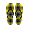 Yellow Black And Navy Plaid Print Flip Flops