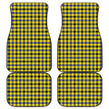 Yellow Black And Navy Plaid Print Front and Back Car Floor Mats