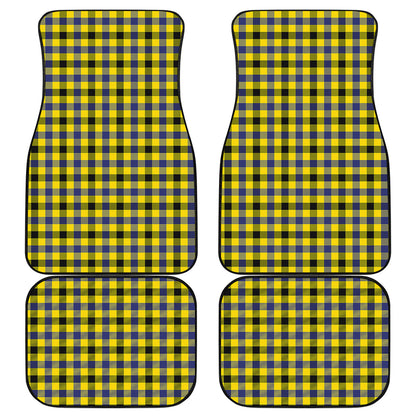 Yellow Black And Navy Plaid Print Front and Back Car Floor Mats