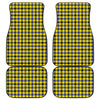 Yellow Black And Navy Plaid Print Front and Back Car Floor Mats