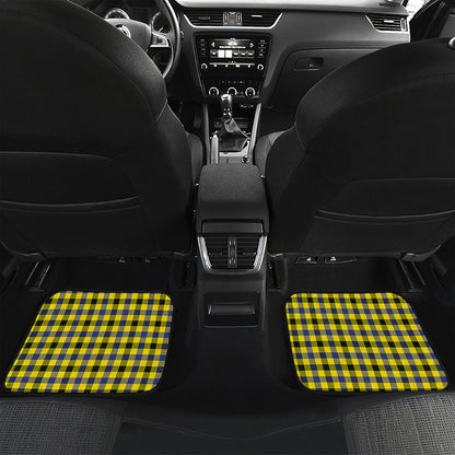 Yellow Black And Navy Plaid Print Front and Back Car Floor Mats