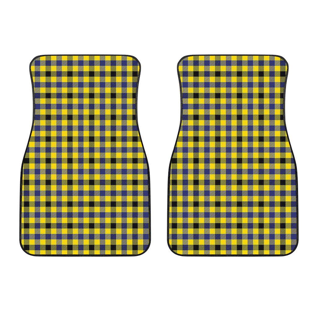 Yellow Black And Navy Plaid Print Front Car Floor Mats
