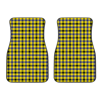 Yellow Black And Navy Plaid Print Front Car Floor Mats